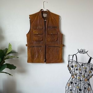 RARE VINTAGE BANANA REPUBLIC LEATHER SAFARI/PHOTOGRAPHER VEST Size S